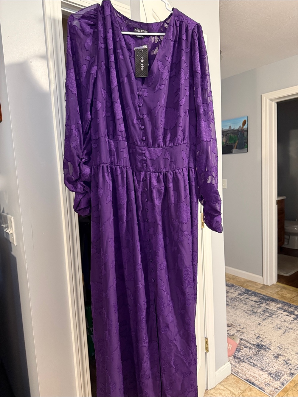 City Chic Purple Button-Front Maxi Dress